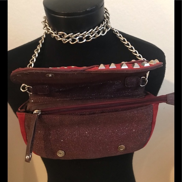NWOT NICOLE LEE Red Wine Studded BAG - Picture 4 of 7